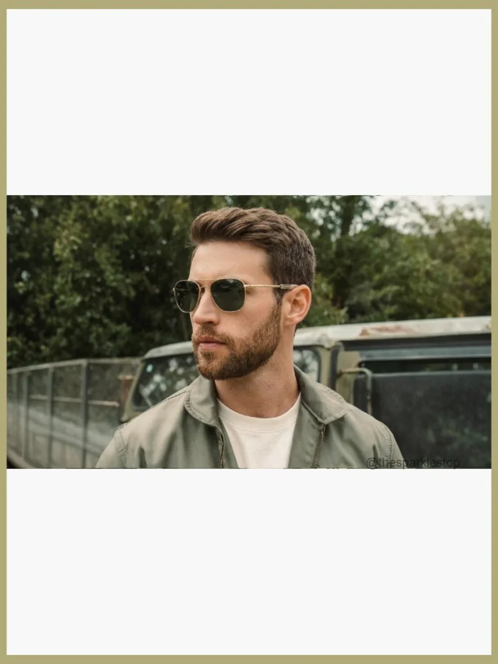 Metal Frame Polarized Sunglasses Aviator Military Style Square
